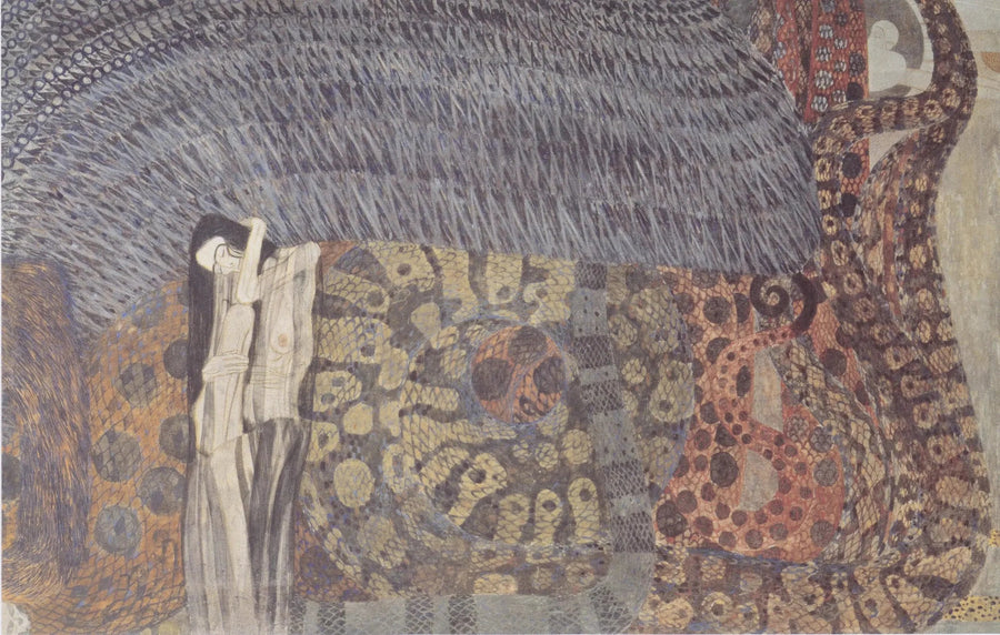 Beethoven Frizi (6. levha, orta duvar): Düşmanca güçler - Gustav Klimt