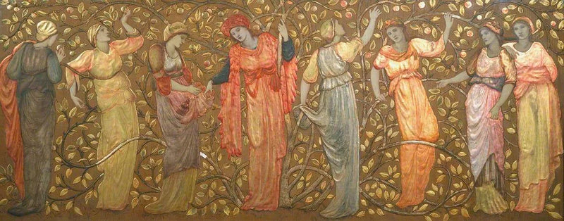 Sekiz kadının elma toplarken frizi - Edward Burne-Jones