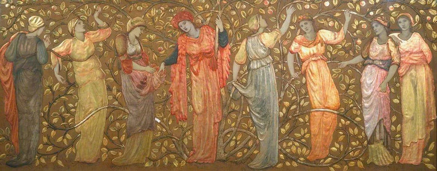 Sekiz kadının elma toplarken frizi - Edward Burne-Jones