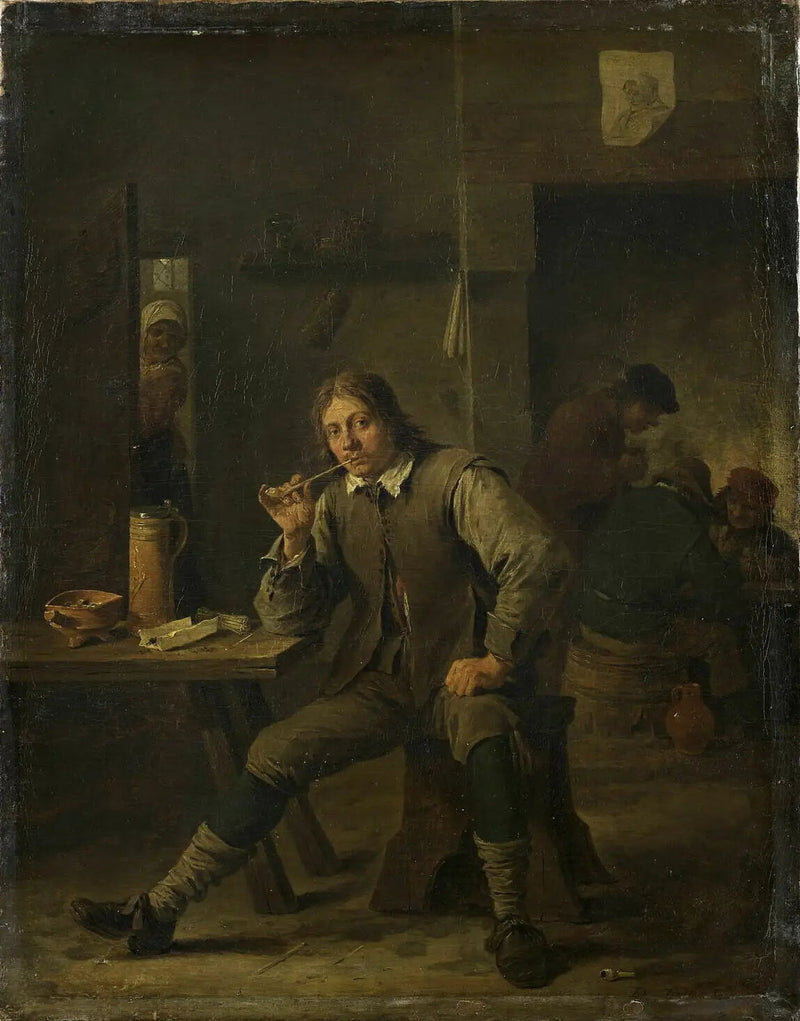 Sigara içen, masaya dayalı - David Teniers genç