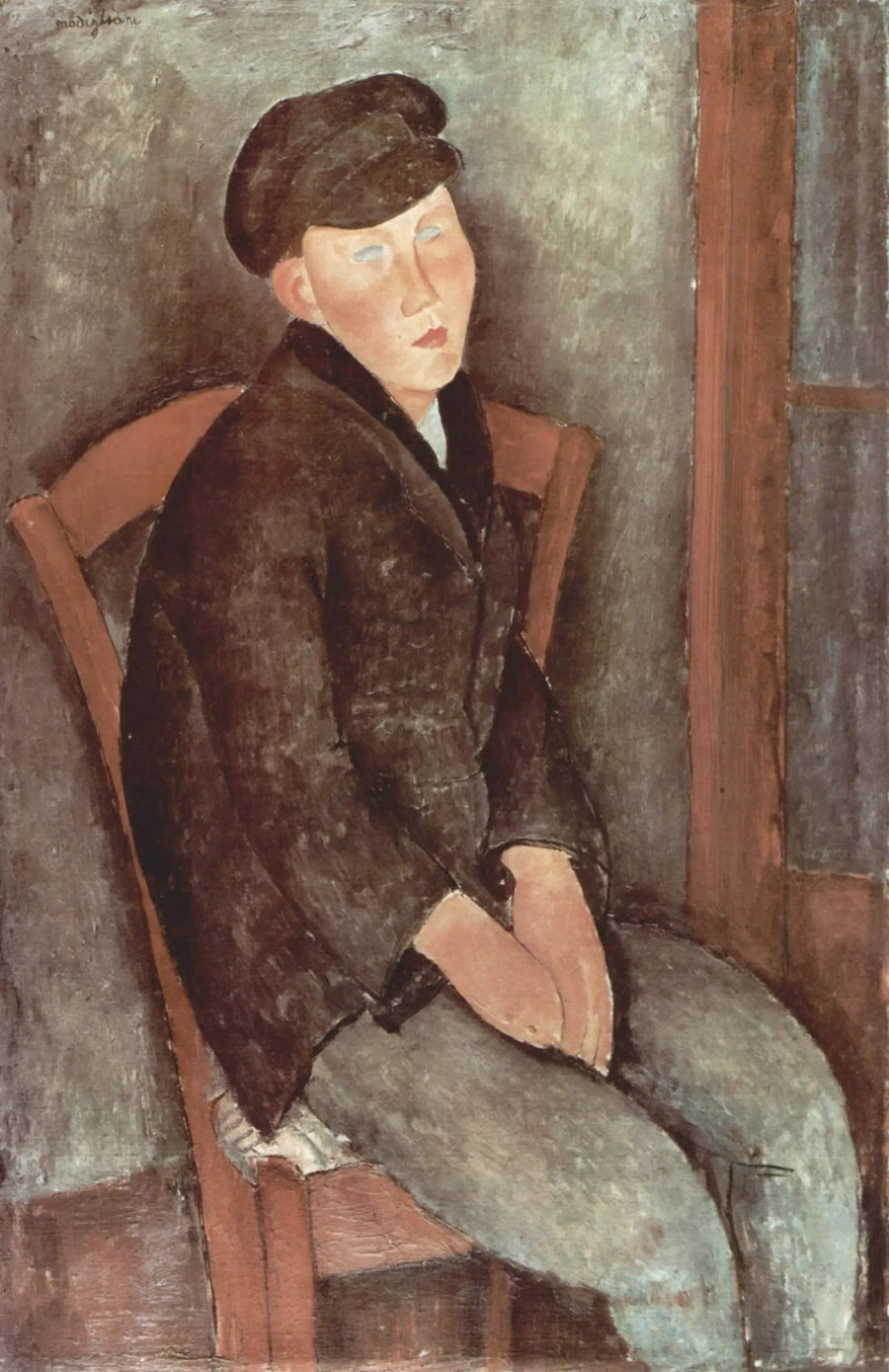 Şapkalı oturan çocuk - Amedeo Modigliani
