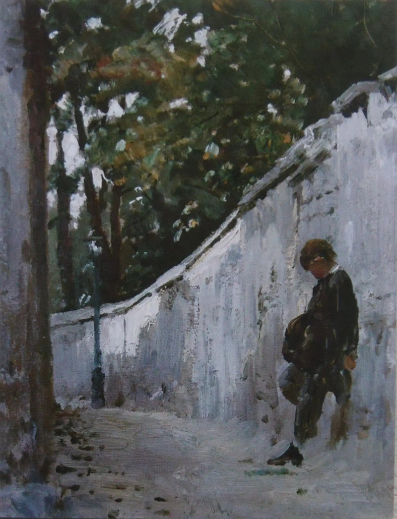 Bahçedeki duvarda çocuk. Montmartre - Ilya Repin