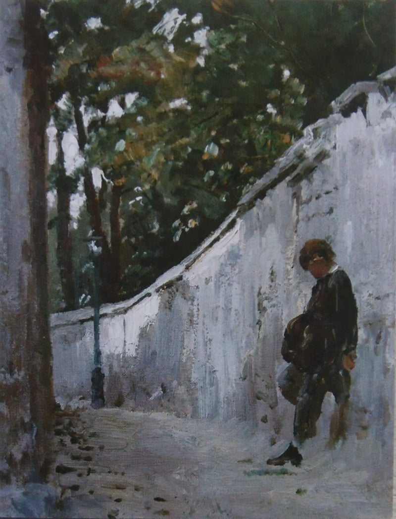 Bahçedeki duvarda çocuk. Montmartre - Ilya Repin