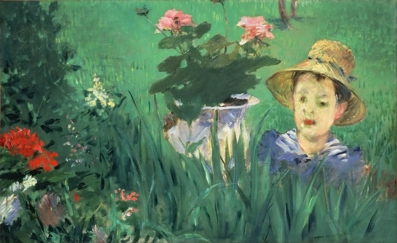 Çiçekler İçindeki Çocuk (Jacques Hoschedé) - Édouard Manet