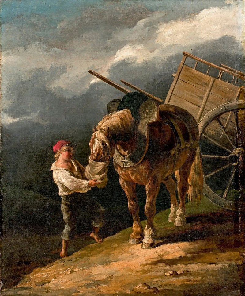 Atı serbest bırakmış bir çocuğun yulaf vermesi - Théodore Géricault