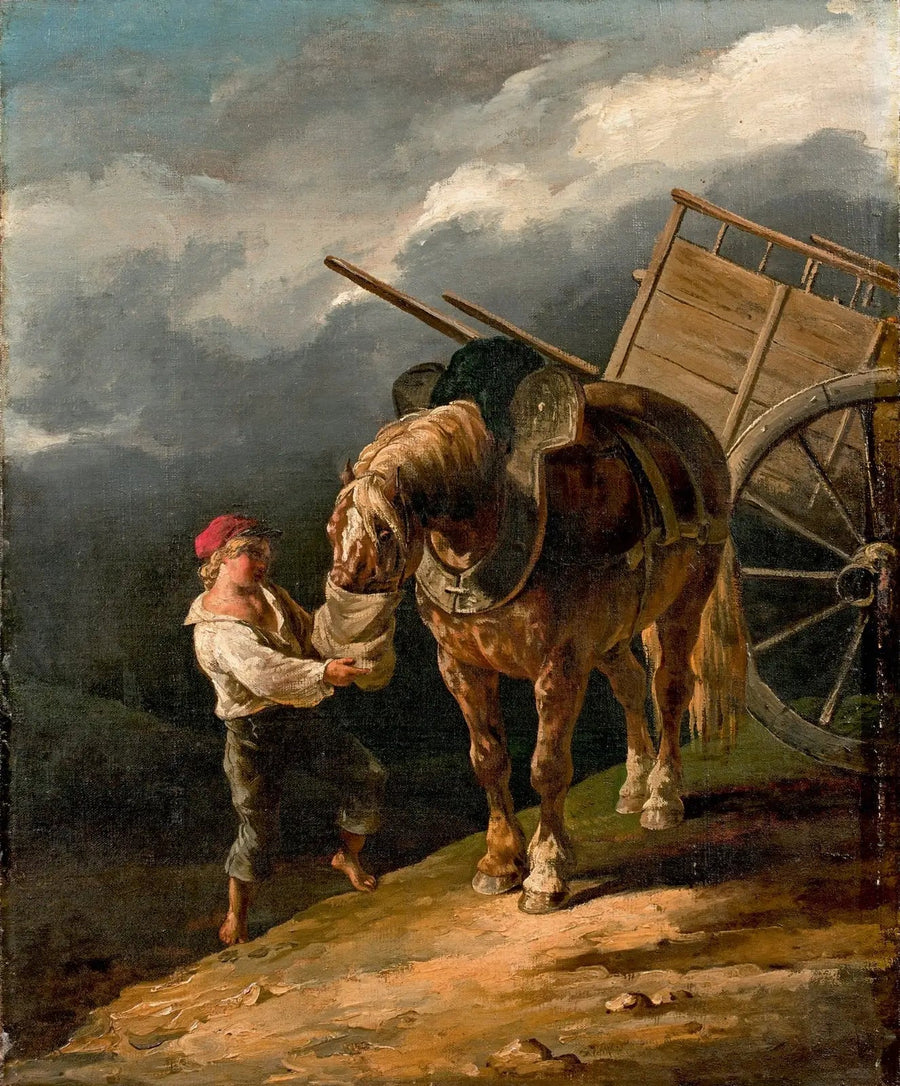 Atı serbest bırakmış bir çocuğun yulaf vermesi - Théodore Géricault