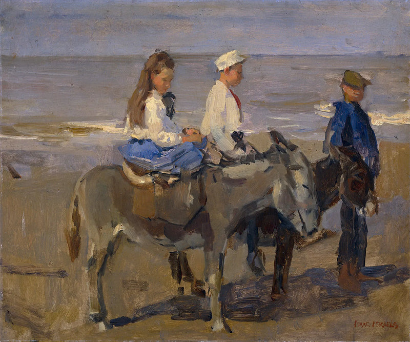 Oğlan ve kız eşekler üzerinde - Isaac Israëls