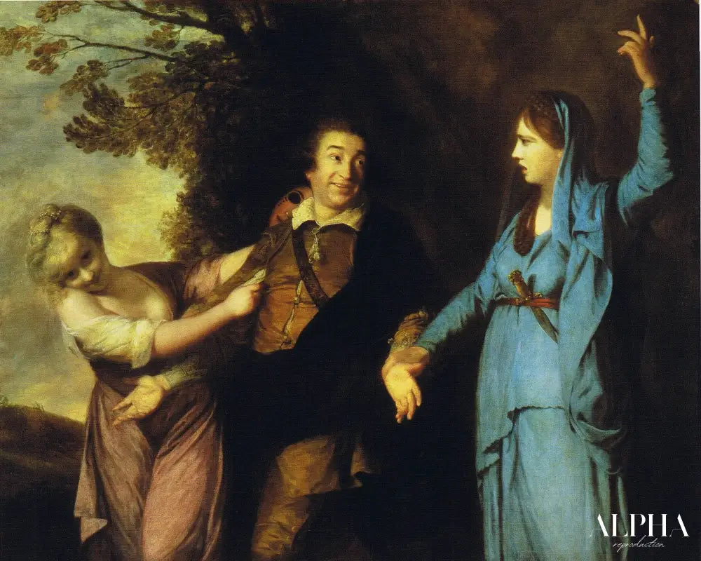 Garrick entre la tragédie et la comédie - Joshua Reynolds - Reproductions de tableaux et peintures haut de gamme