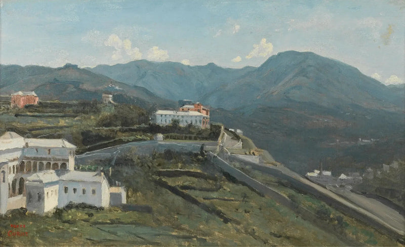 Cene. Şehrin ve Apenninler'in bir parçası - Jean-Baptiste Camille Corot