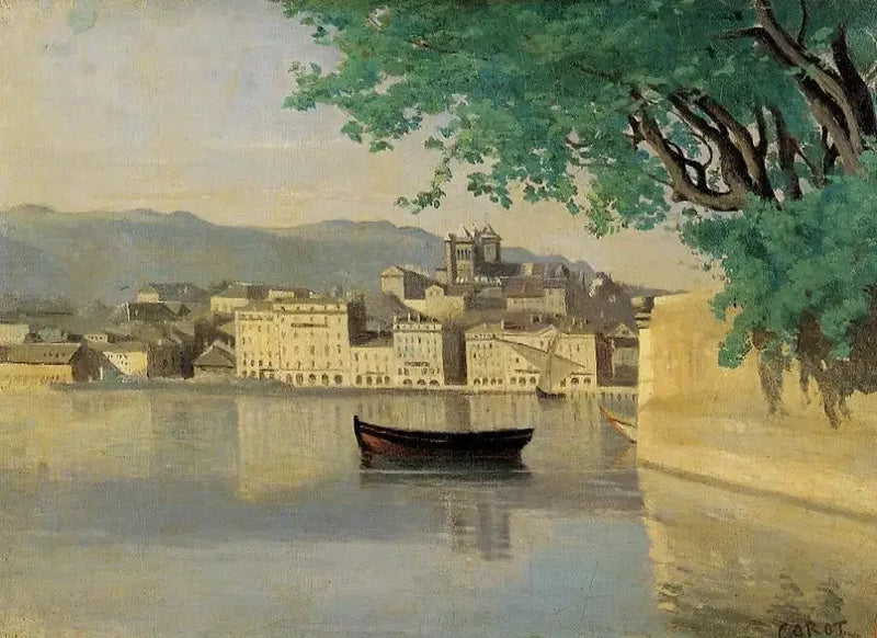 Cenevre, şehrin bir bölümünün manzarası - Jean-Baptiste Camille Corot