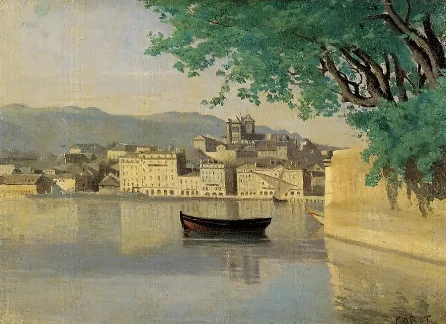 Cenevre, şehrin bir bölümünün manzarası - Jean-Baptiste Camille Corot