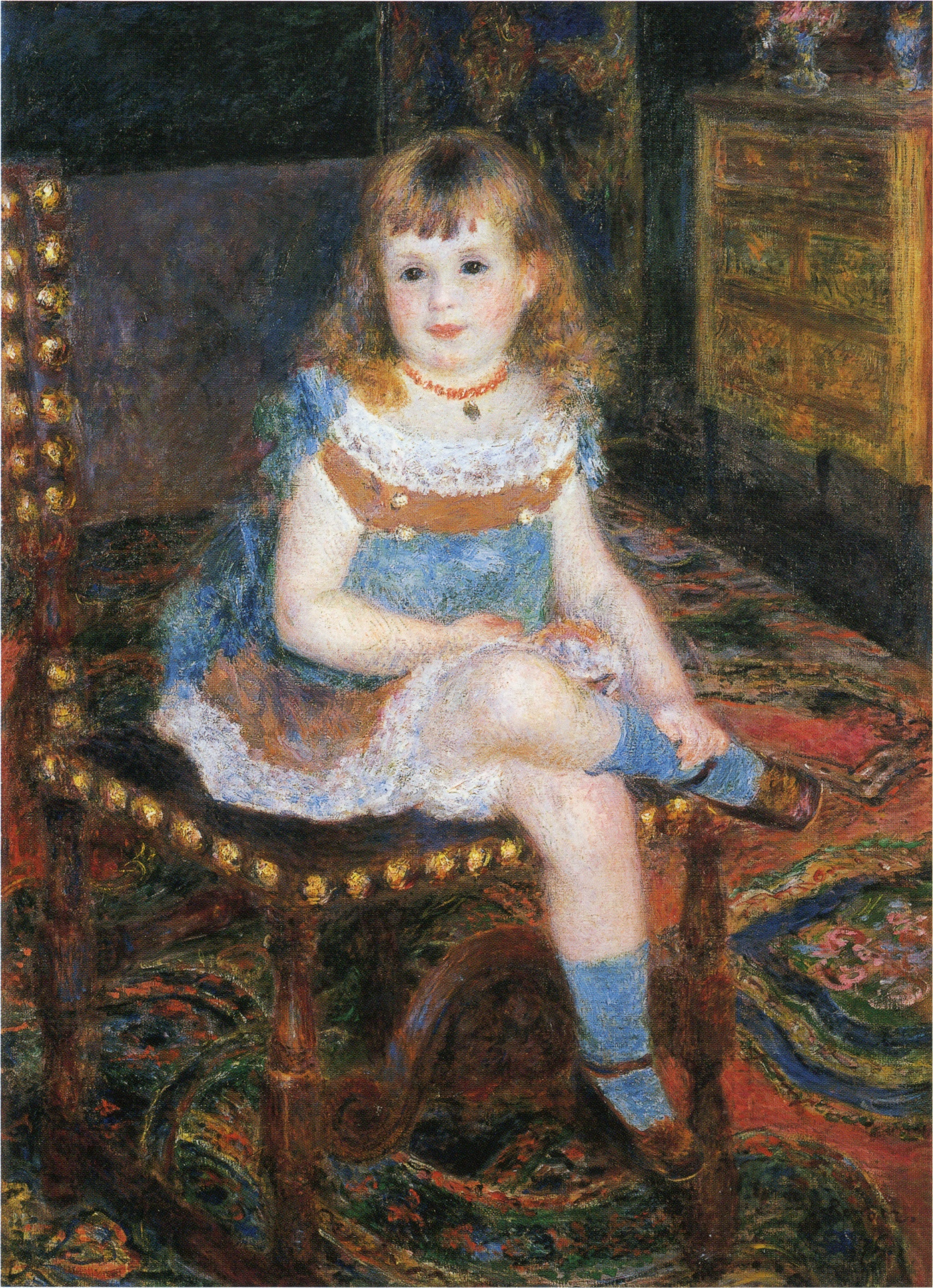 Mademoiselle Georgette Charpentier assise, portrait d’enfant peint par Renoir en 1876