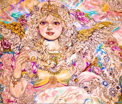 Golden pearl angel - Yumi Sugai Reproductions de tableaux à la peinture à l’huile