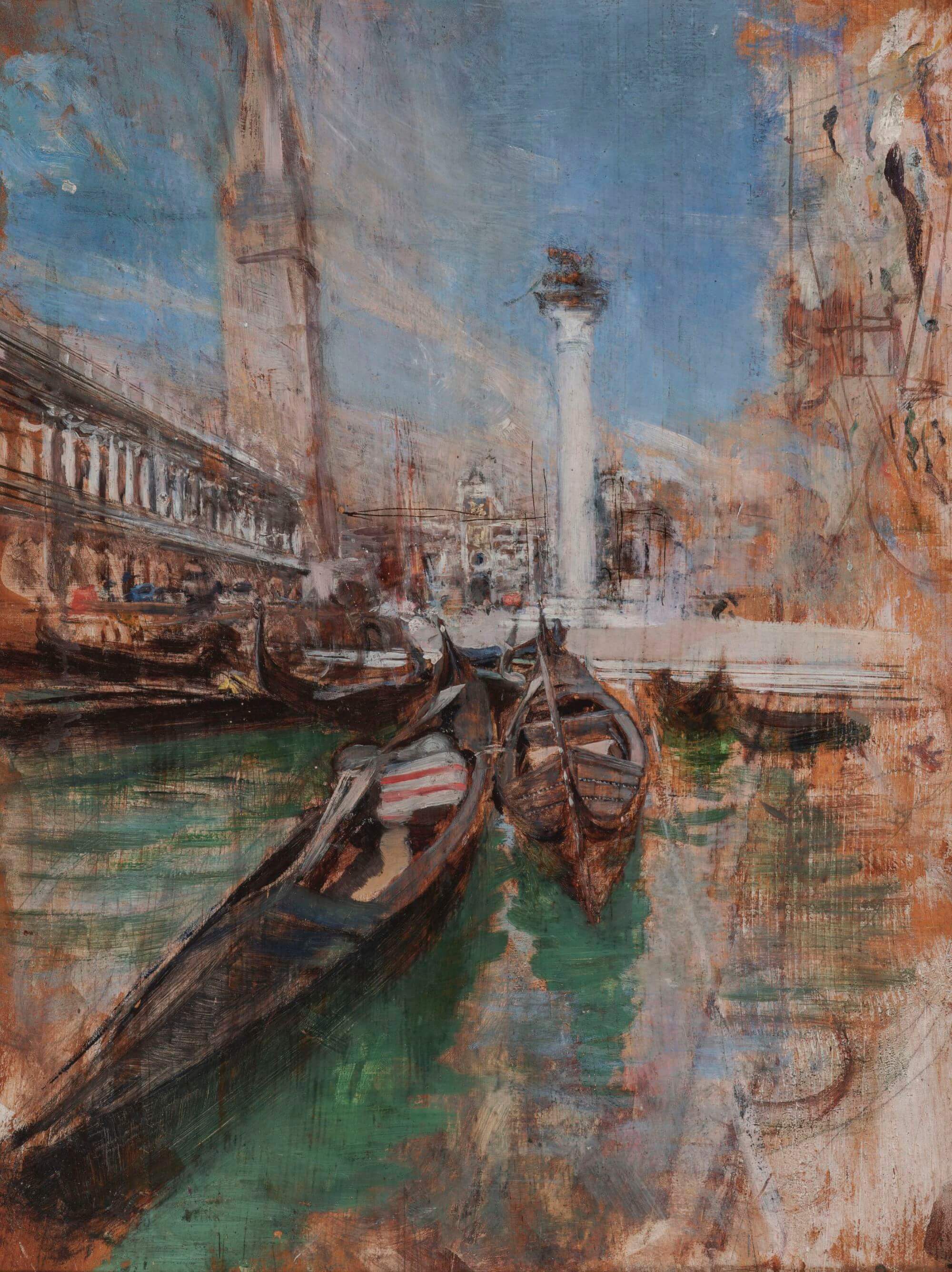 Gondoles devant la place Saint-Marc - Giovanni Boldini