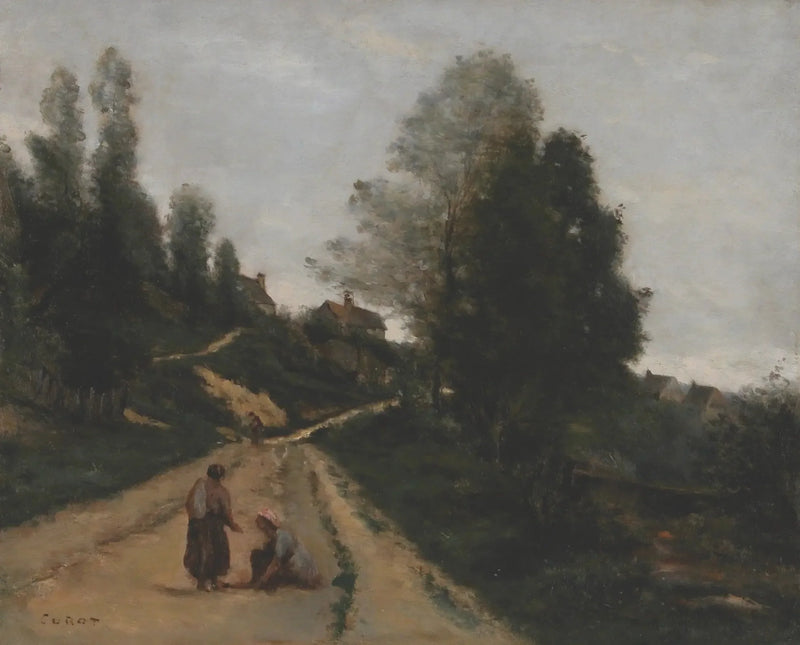 Gouvieux, Chantilly yakınlarında. Yükselen yol - Jean-Baptiste Camille Corot