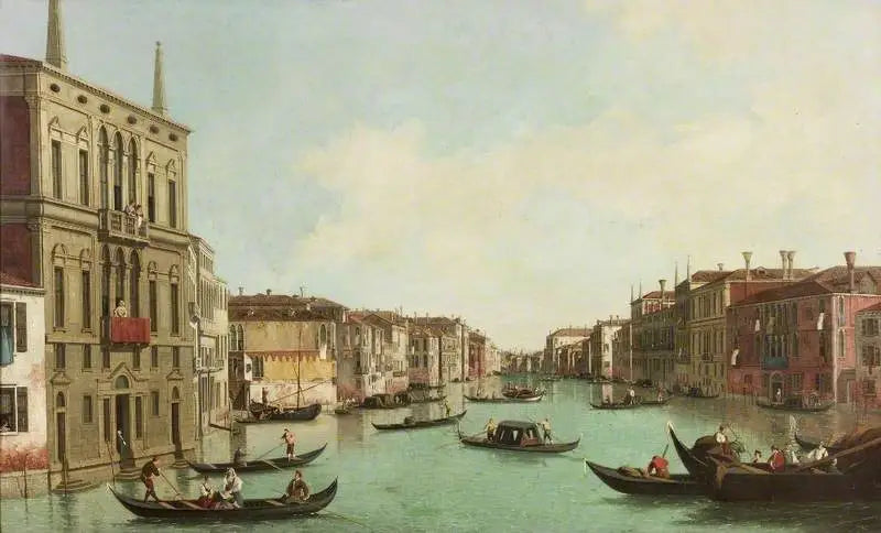 Grand Kanal, Venedik, Palazzo Balbi'den Rialto Köprüsü'ne doğru kuzeydoğuya bakış - Canaletto