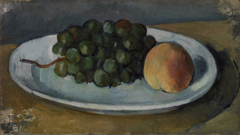 Bir tabakta üzüm salkımı ve şeftali - Paul Cézanne