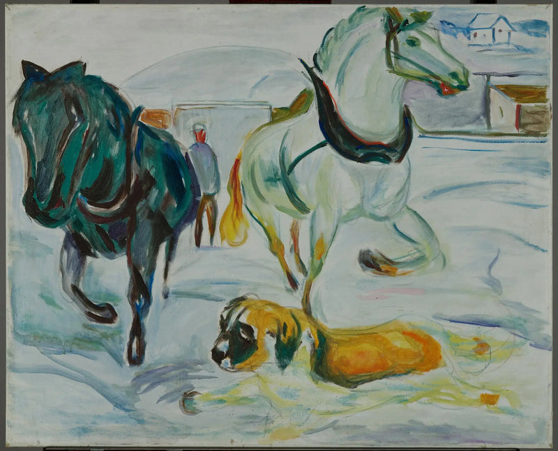 Kar ve Saint Bernard ile At Grubu - Edvard Munch