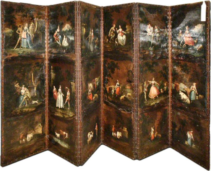 On Sekiz Manzara, Hayvanlar ve Figürler ile (Paravan) - Antoine Watteau