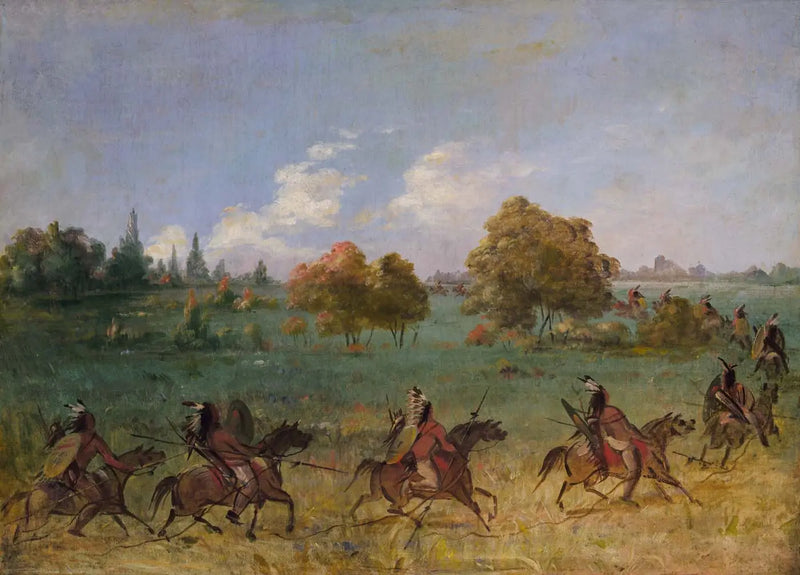 George Catlin - Tam Donanımlı Komşu Savaş Grubu, Yürüyüşte