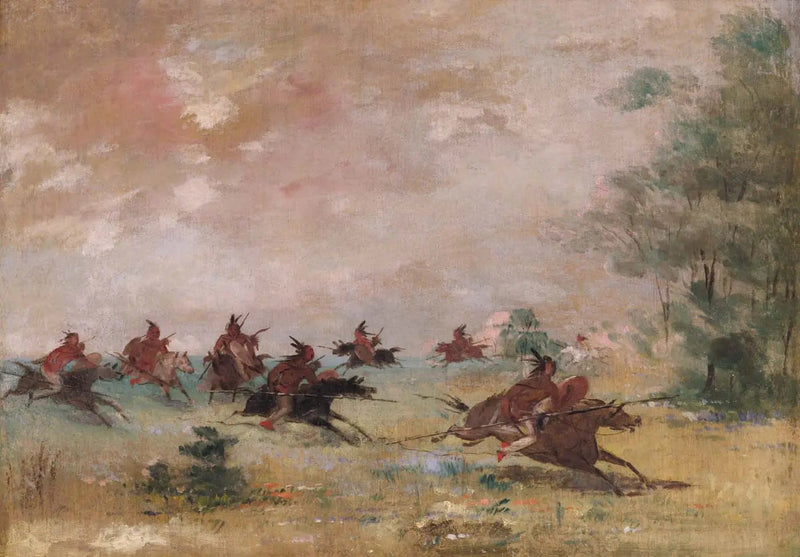 Komancza savaş grubu, vahşi atlar üzerinde - George Catlin