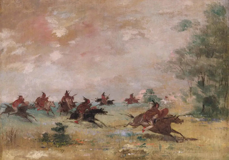 Komancza savaş grubu, vahşi atlar üzerinde - George Catlin