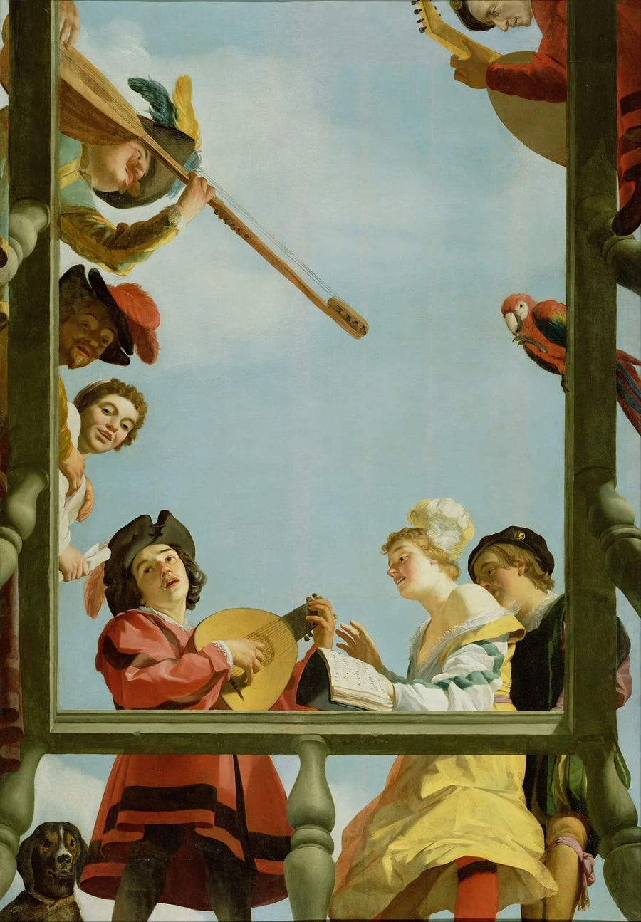 Bir balkon üzerinde müzik grubu - Gerrit van Honthorst