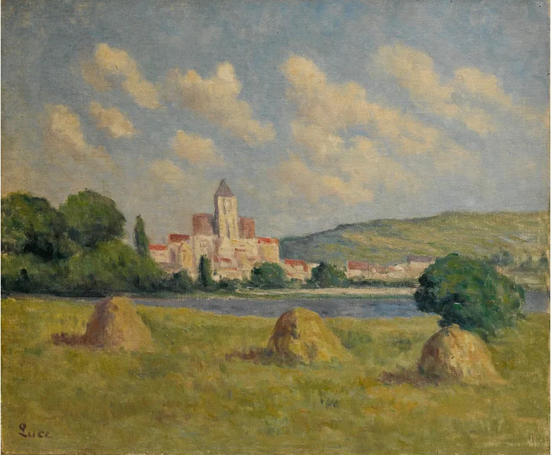 Guernes, kilise ve tarlalar - Maximilien Luce