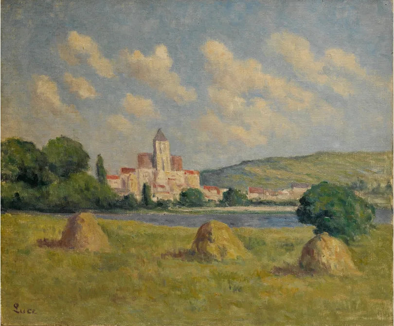 Guernes, kilise ve tarlalar - Maximilien Luce