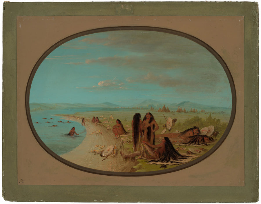 Guerriers Corbeaux se baignant - George Catlin