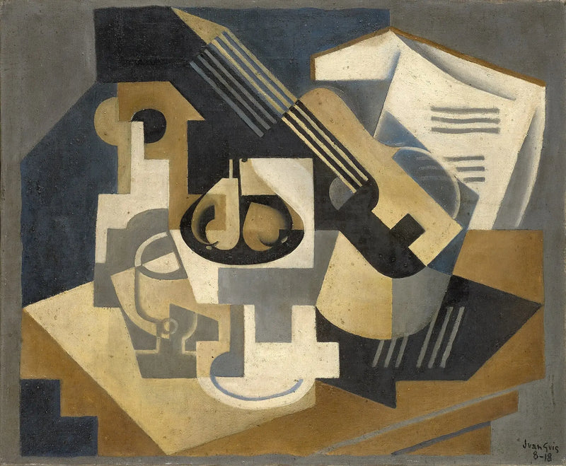Gitar ve kâse tabağı masa üzerinde - Juan Gris