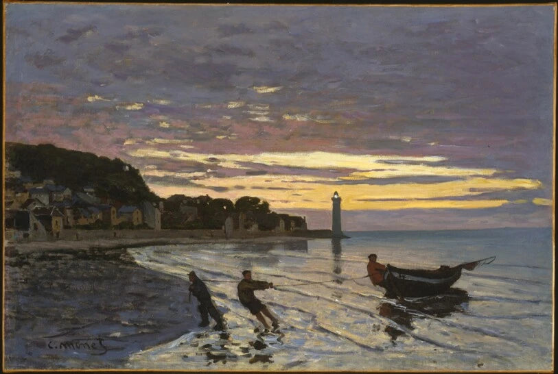 Honfleur W37'de bir tekneye selam vermek - Claude Monet