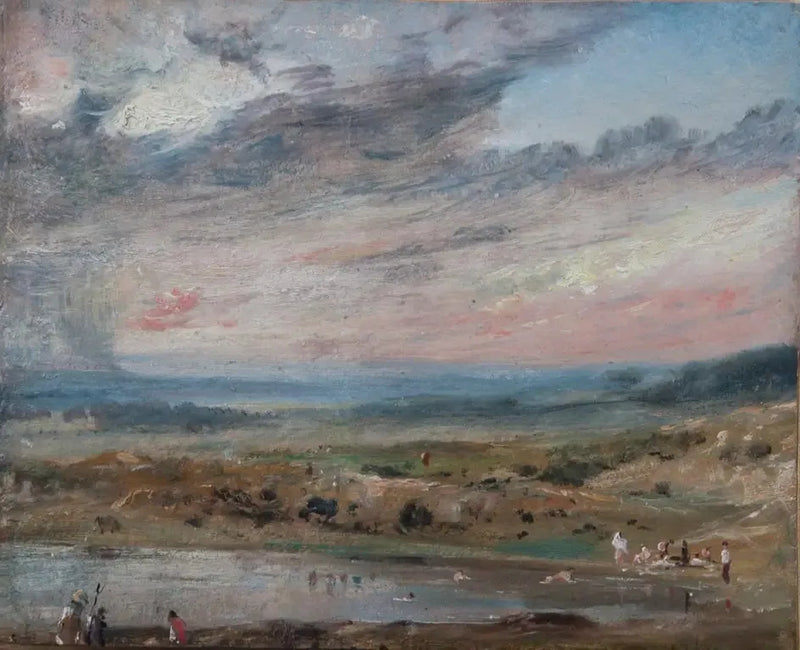 Hampstead Heath, gölet ve yüzücüleriyle - John Constable