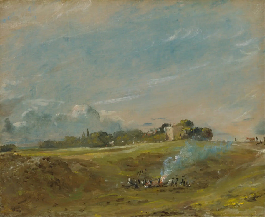 Hampstead Heath, bir meşale ateşiyle - John Constable