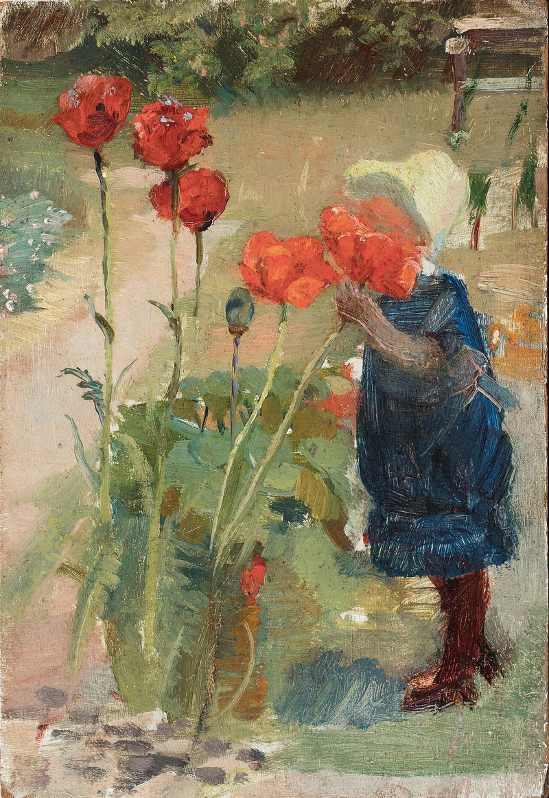Helga Kırmızı Papatyalar İçinde - Michael Peter Ancher