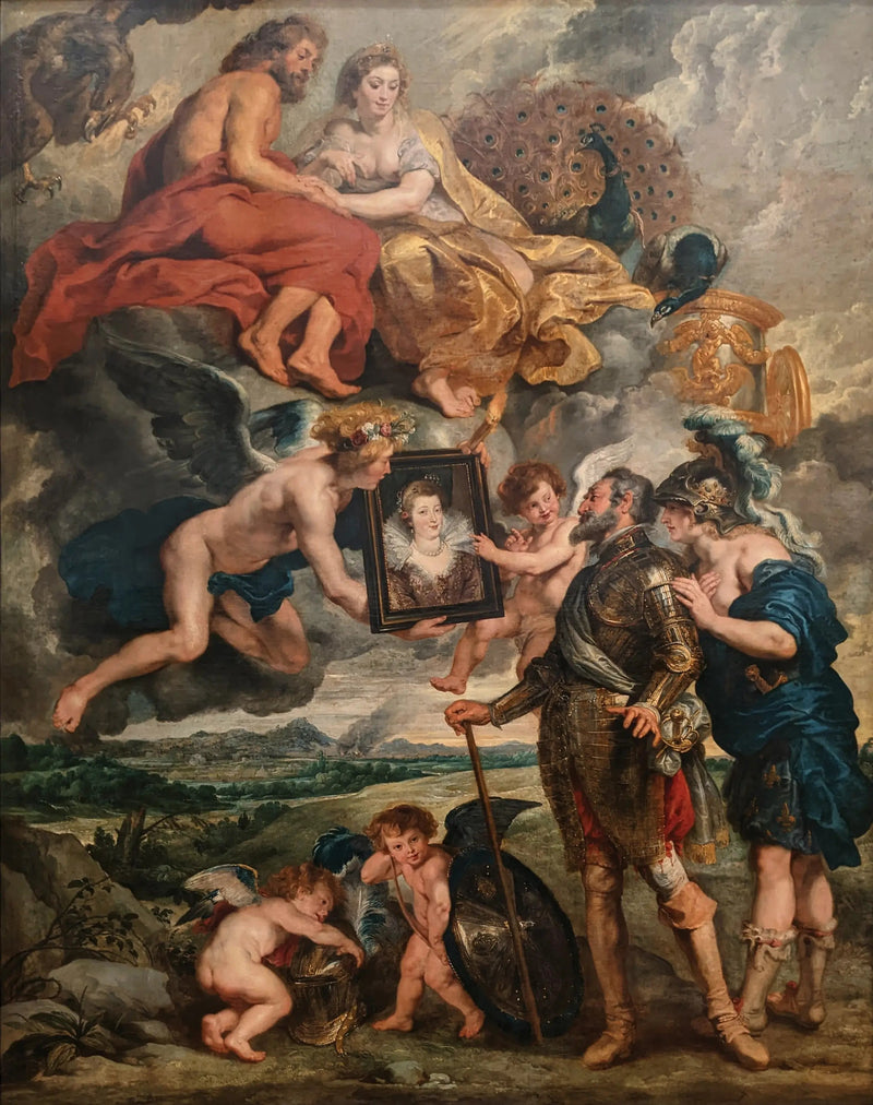 Henri IV, Marie de Médicis portresini alıyor - Peter Paul Rubens