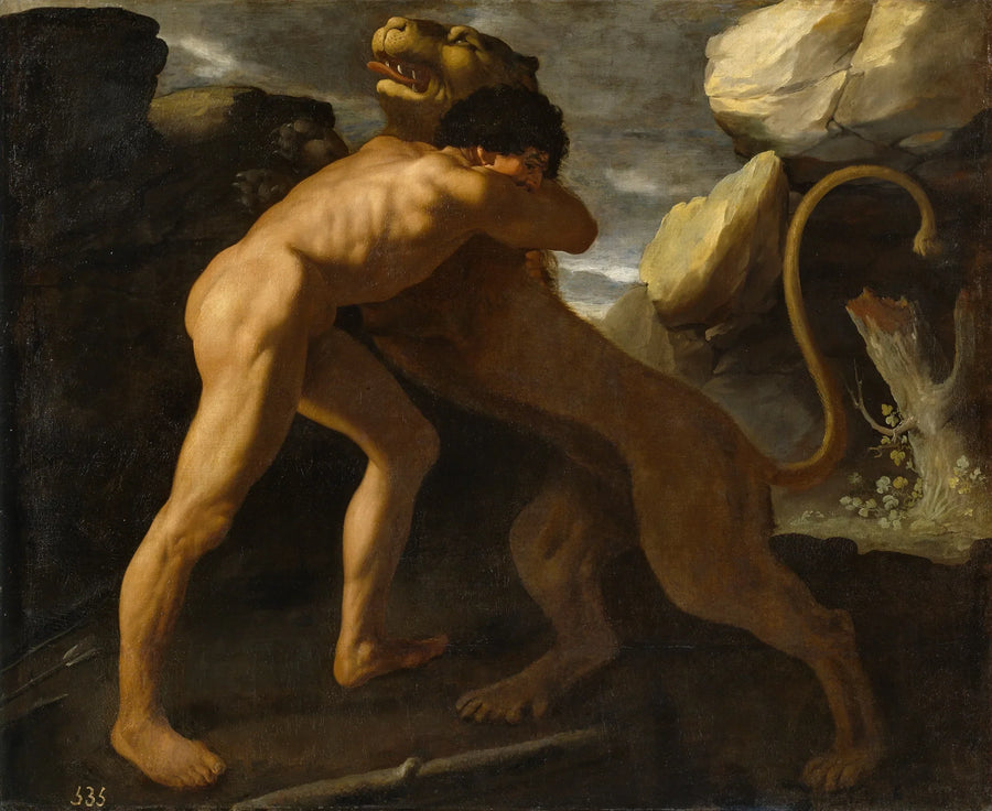 Herkül Nemean Aslanı ile Mücadele Ediyor - Francisco de Zurbarán