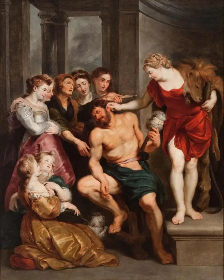Herkül, aşk hastası, Omphale tarafından egemenlik altına alınıyor - Peter Paul Rubens