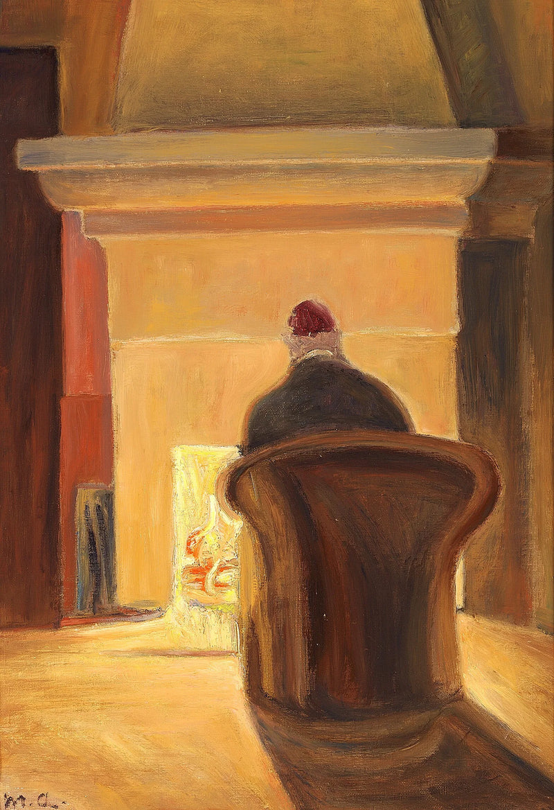 Holger Drachmann şömine önünde, Skagen. - Michael Peter Ancher