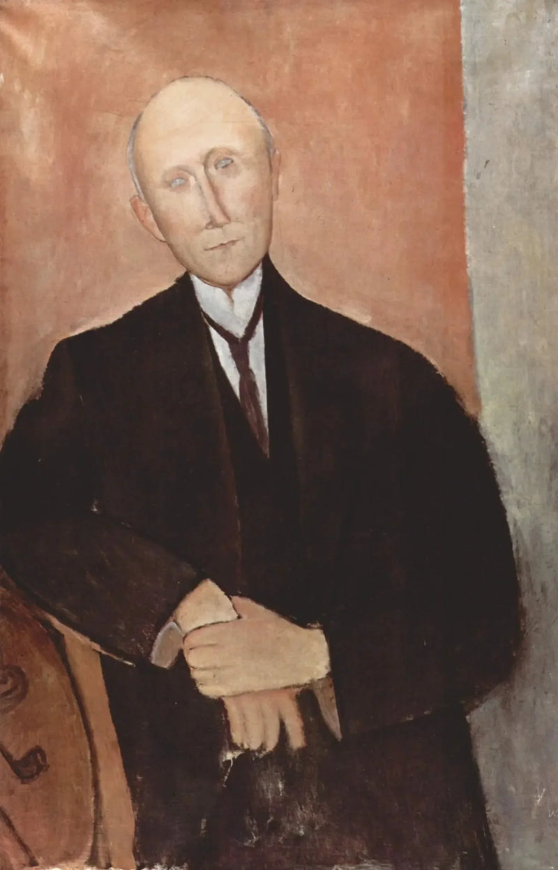 Turuncu arka planda oturan adam - Amedeo Modigliani