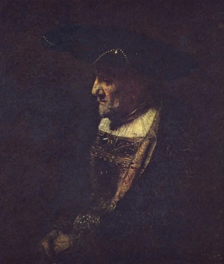 İncilerle süslenmiş şapka takan adam - Rembrandt