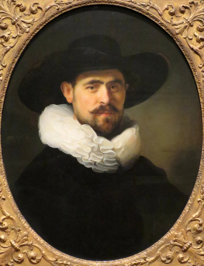 Geniş kenarlı bir şapka takan, muhtemelen Pieter Seijen (1592-1652) olan bir sakallı adam portresi - Rembrandt