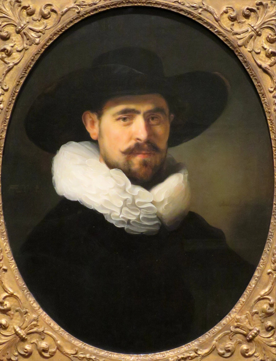 Geniş kenarlı bir şapka takan, muhtemelen Pieter Seijen (1592-1652) olan bir sakallı adam portresi - Rembrandt