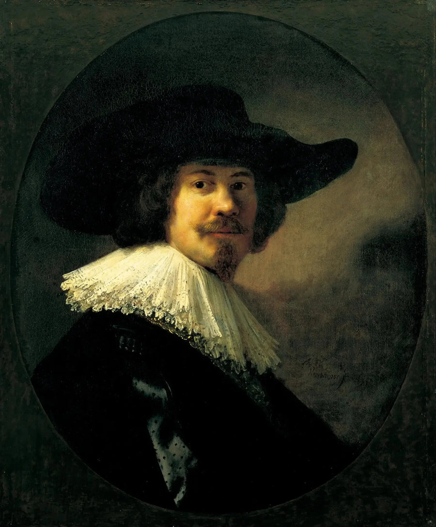 Geniş kenarlı şapka takan bir adamın portresi - Rembrandt
