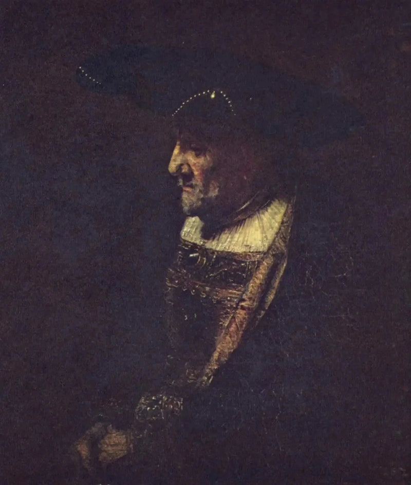 İncilerle süslenmiş şapka takan adam - Rembrandt