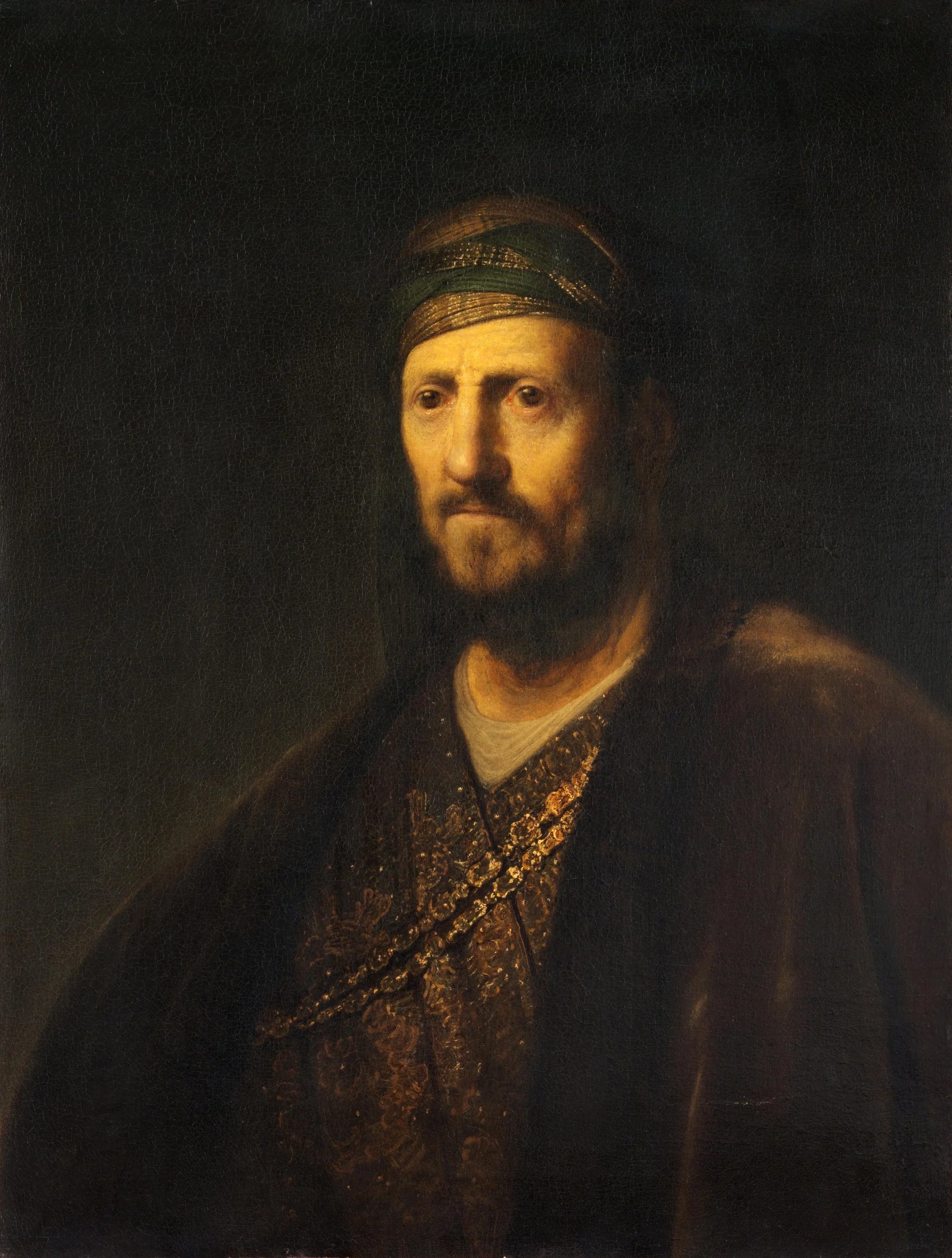Buste d’un homme en costume oriental — Rembrandt, vers 1630, Philadelphia Museum of Art