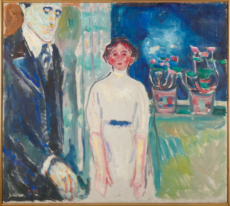 Pencerede Saksı Bitkileri ile Adam ve Kadın - Edvard Munch