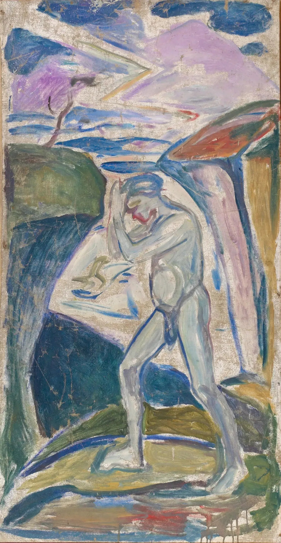 Kayalık bir manzarada çıplak adam - Edvard Munch