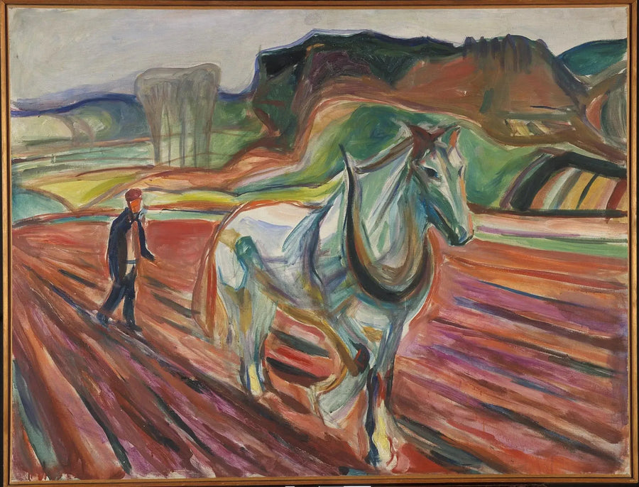 Beyaz bir atla çalışan adam - Edvard Munch