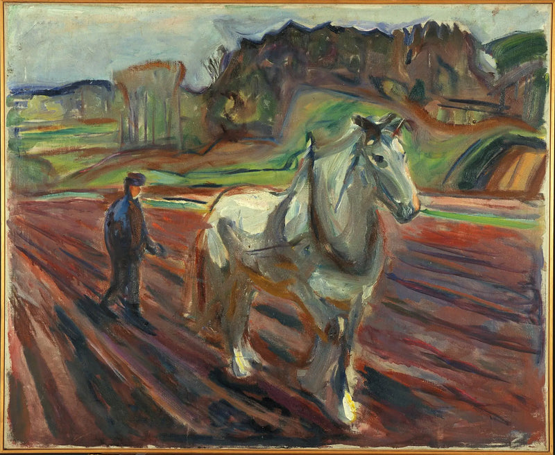 Beyaz bir atla çalışan adam - Edvard Munch
